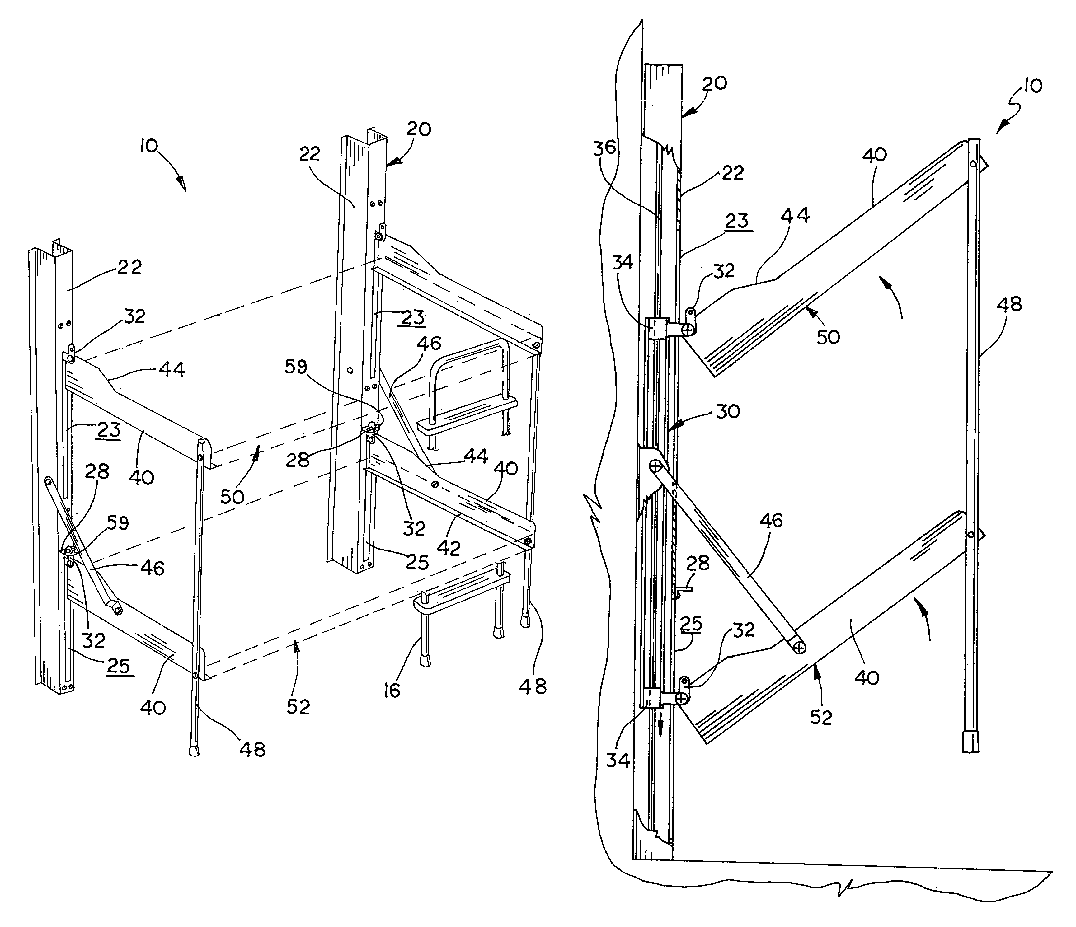 Folding bunk bed