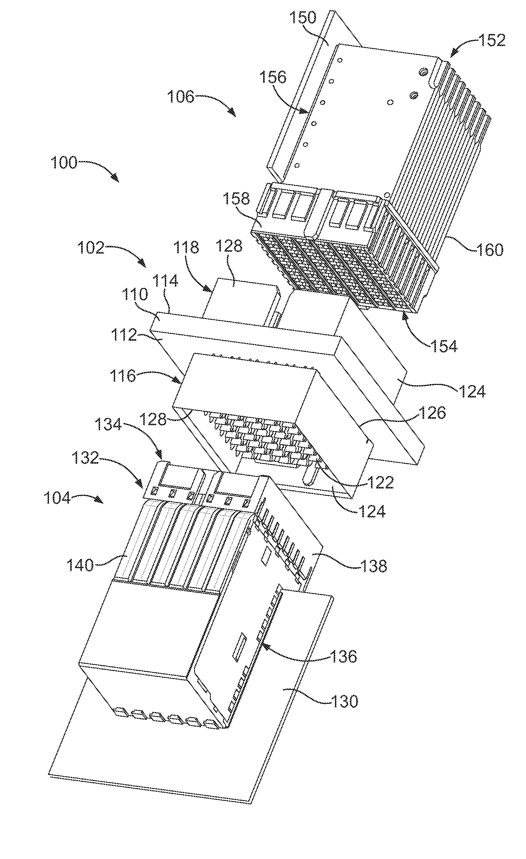 Receptacle assembly for a midplane connector system