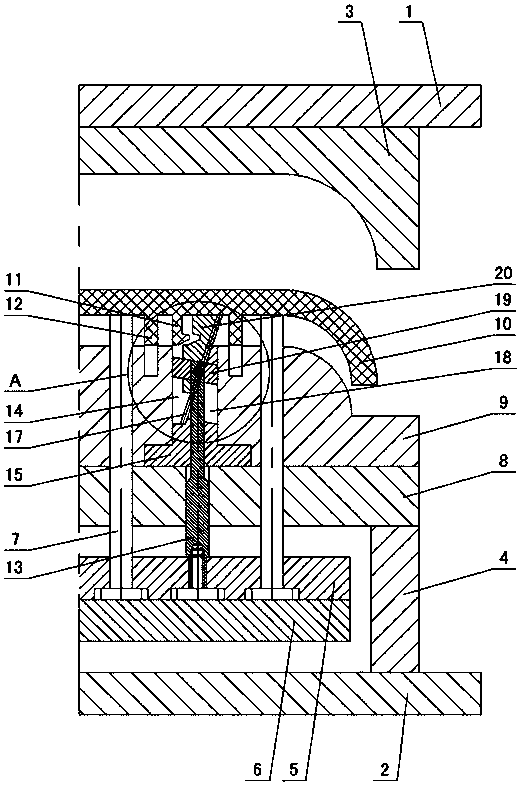 Large-angle small-gap side core-pulling mechanism of angle-ejector-type oblique sliding block of injection mold