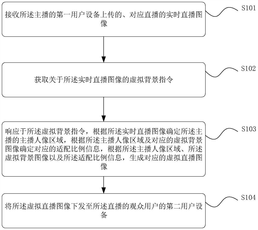 Method and equipment for determining virtual live streaming image