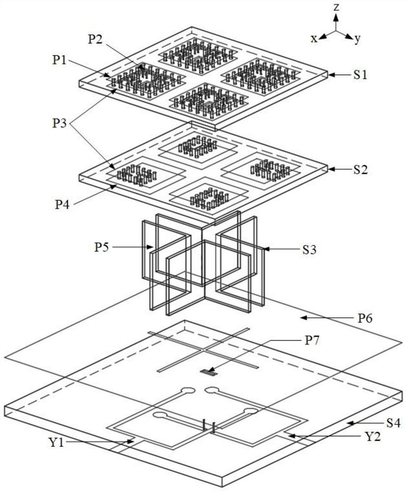 Microwave and millimeter wave large-frequency-ratio common-caliber antenna combined with MIMO (Multiple Input Multiple Output) technology