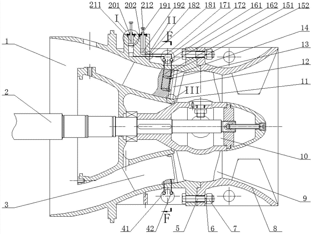 Fixed guide vane body inlet angle adjustable axial flow pump