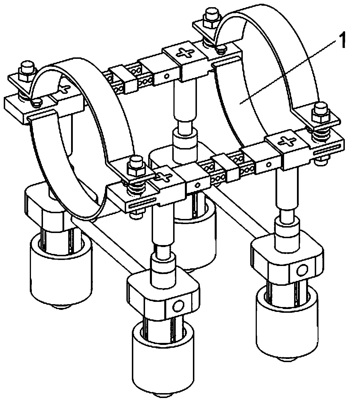 Heat exchanger installation mechanism for liquid crystal glass production