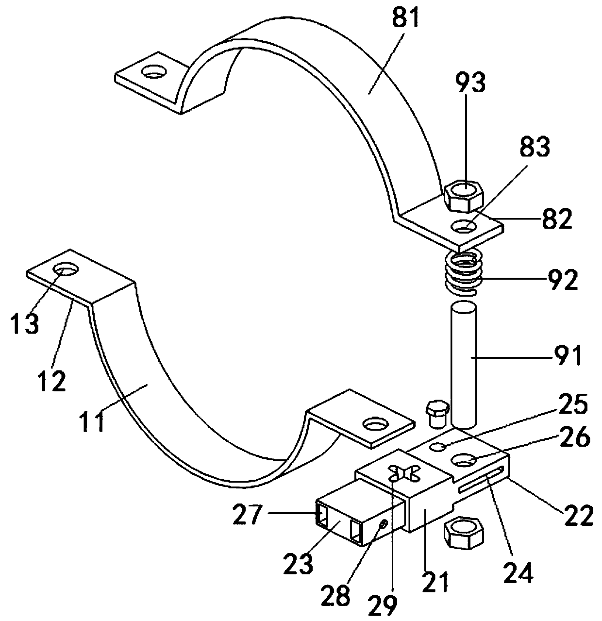 Heat exchanger installation mechanism for liquid crystal glass production