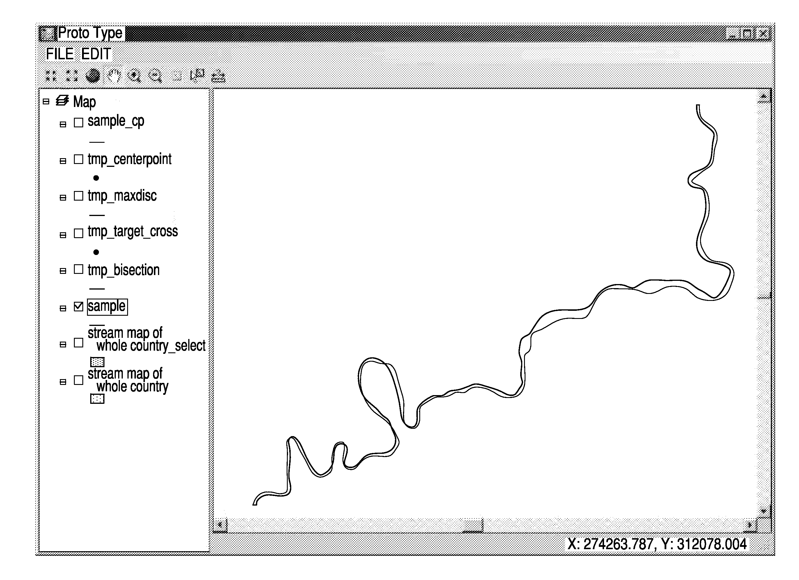 System and method for drawing stream and road centerline for GIS-based linear map production