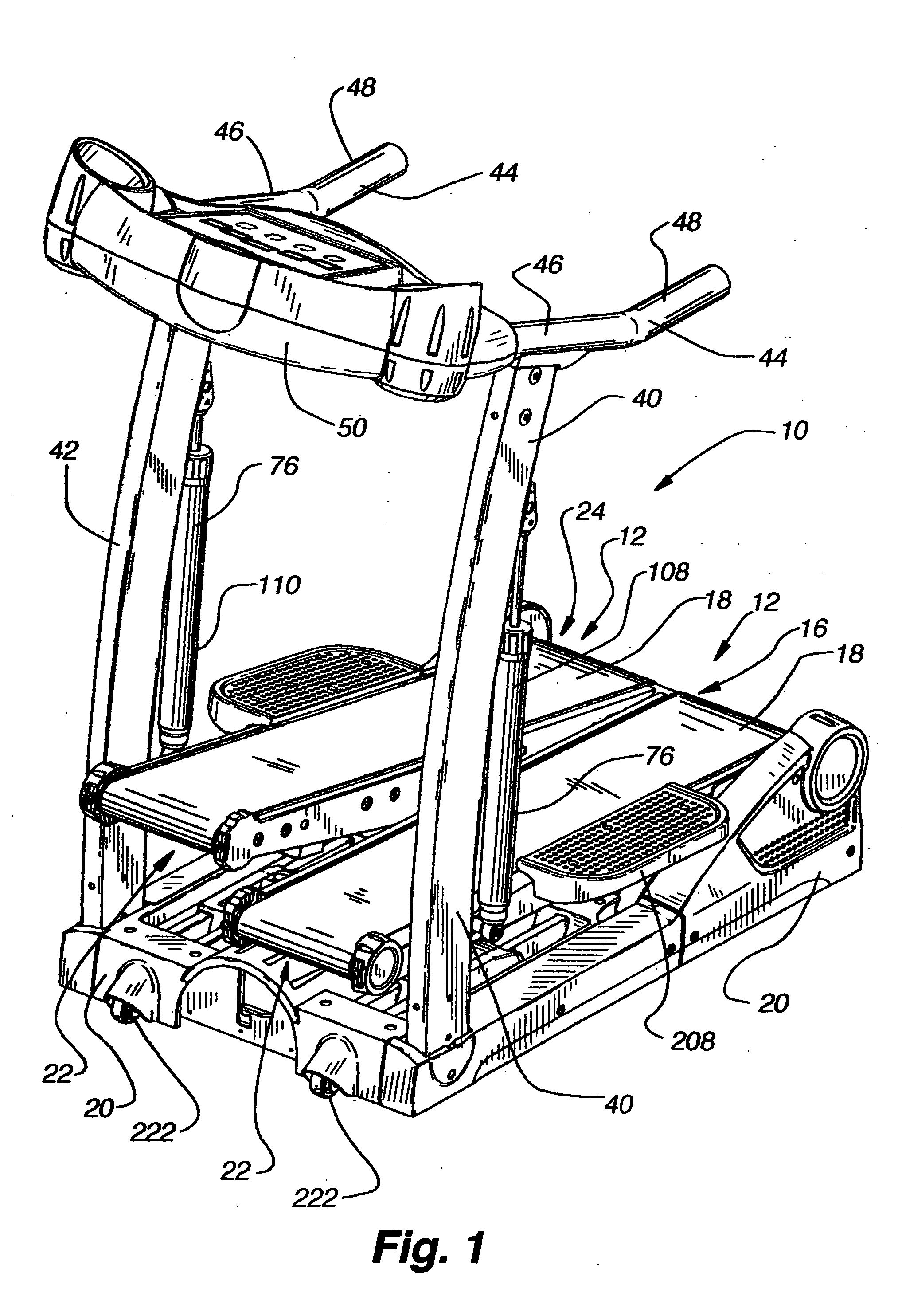 Dual treadmill exercise device having a single rear roller