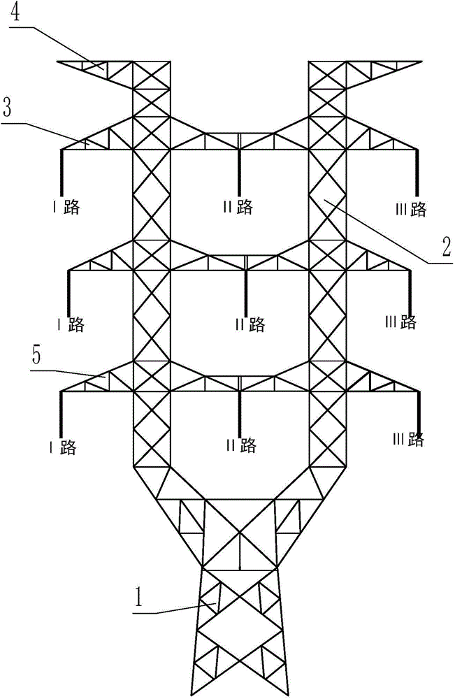 Three-loop iron tower of power transmission line