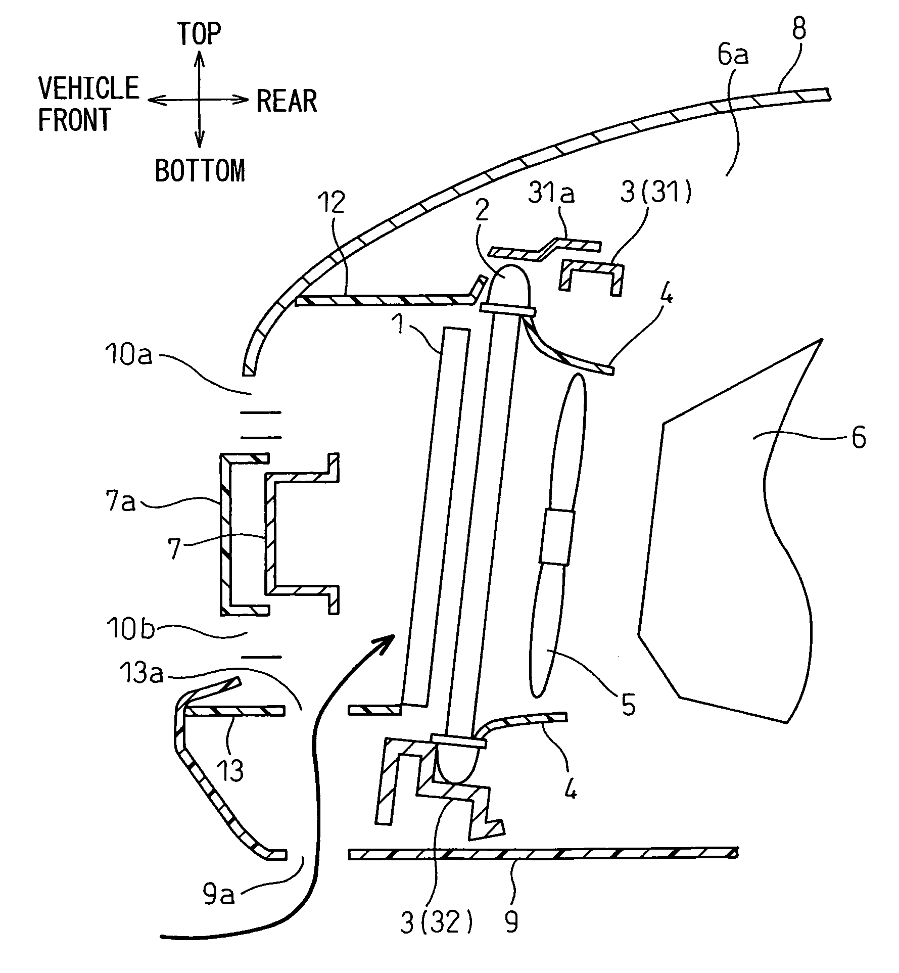 Front end structure of a vehicle