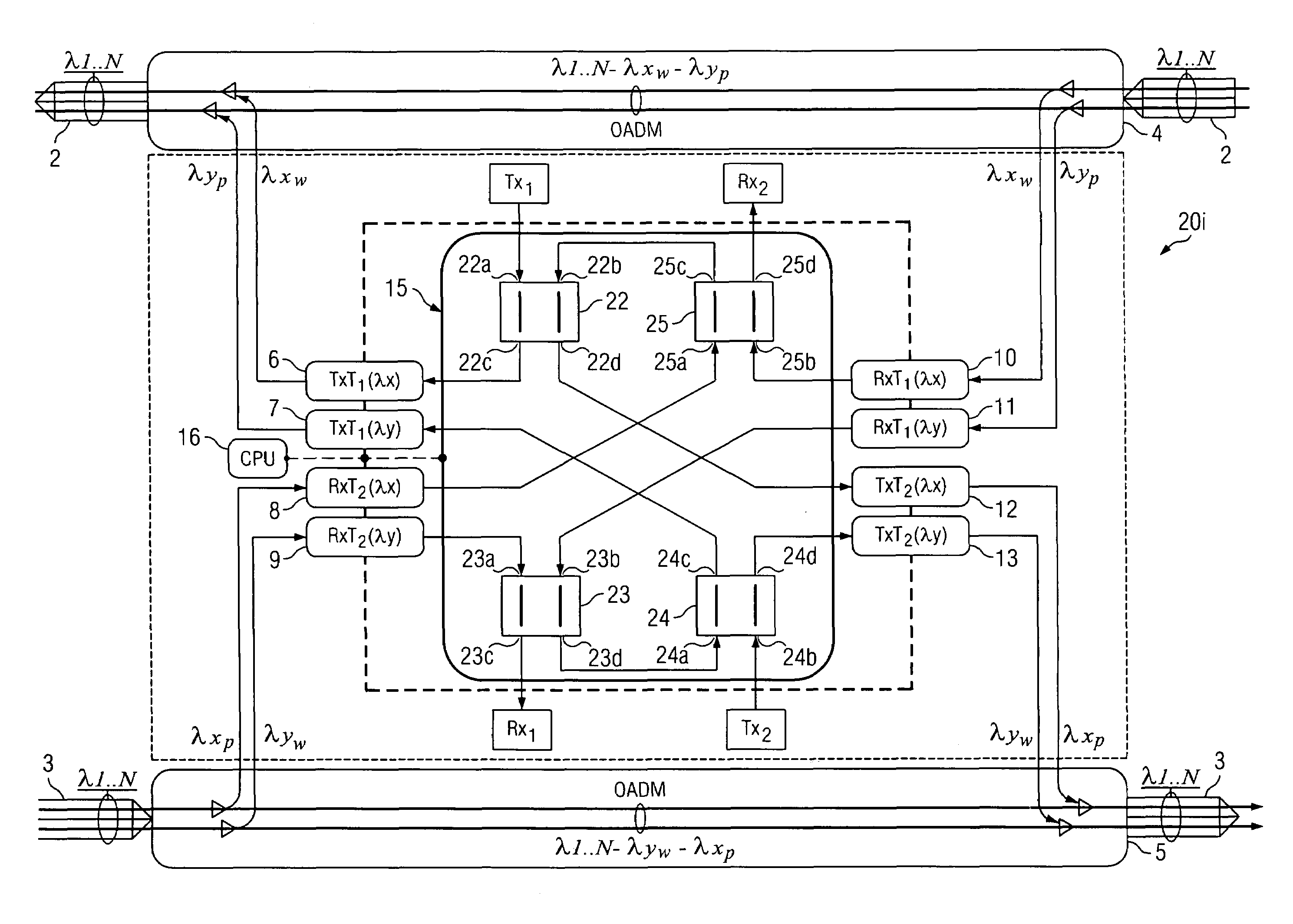 Autoprotected optical communication ring network