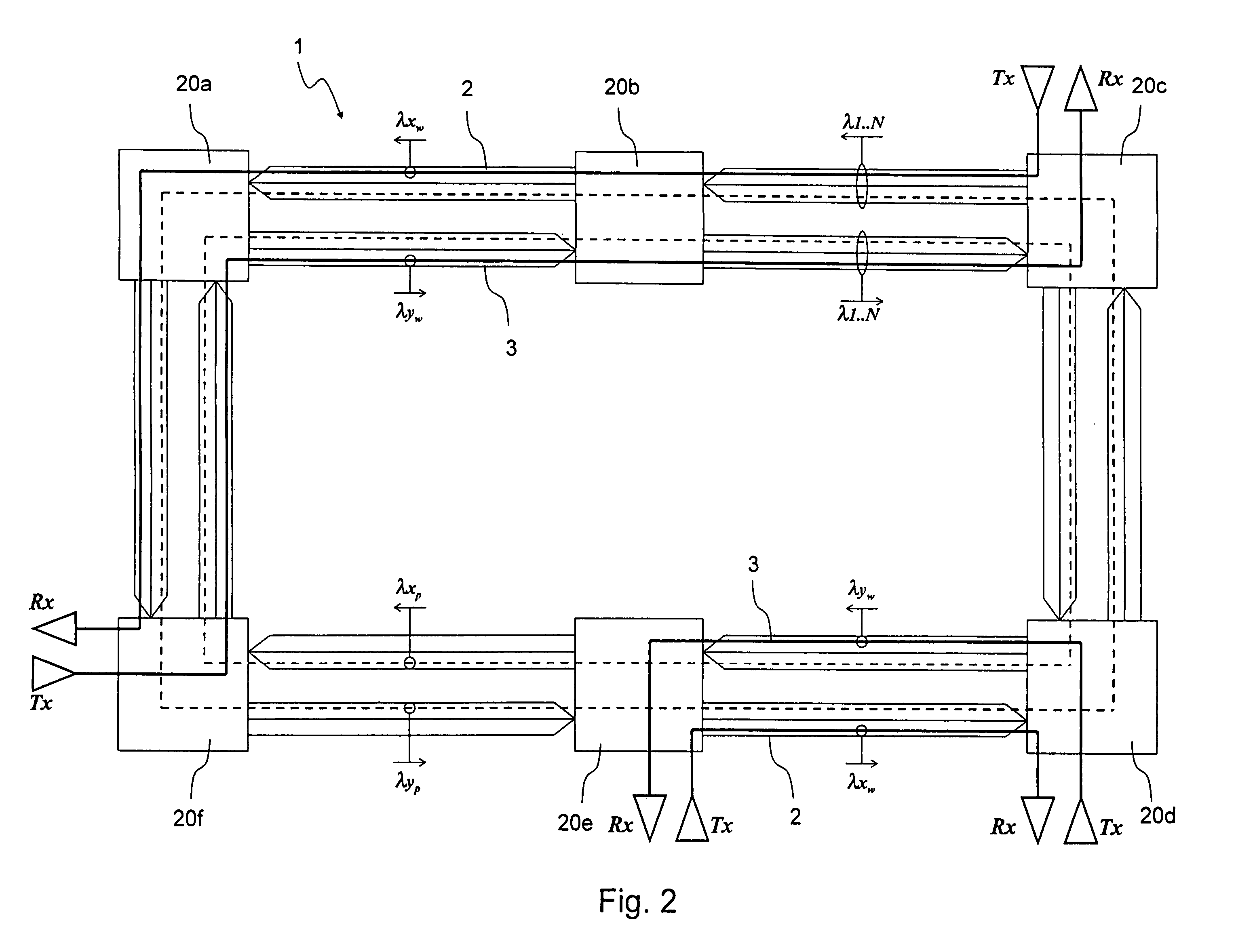 Autoprotected optical communication ring network