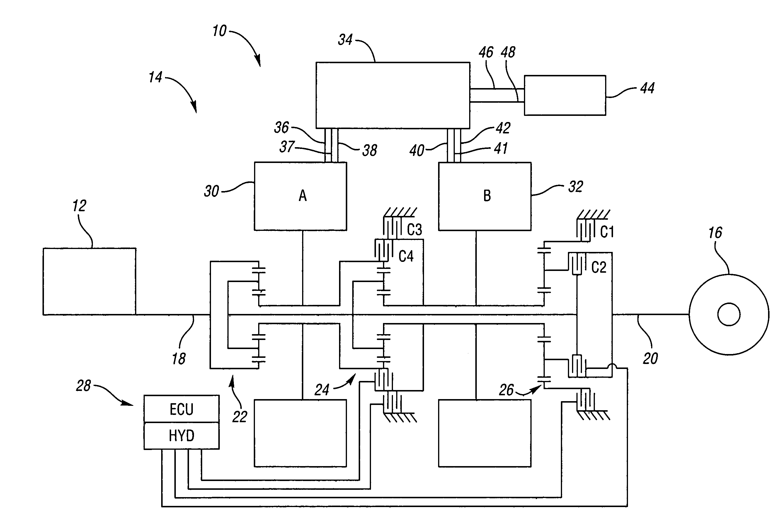 Multiplexed trim valve system for an electrically variable hybrid transmission