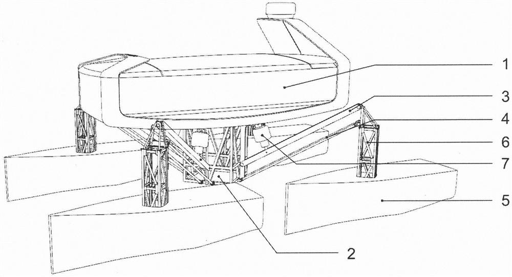 Active displacement compensation type ultra-stable quadruple ship