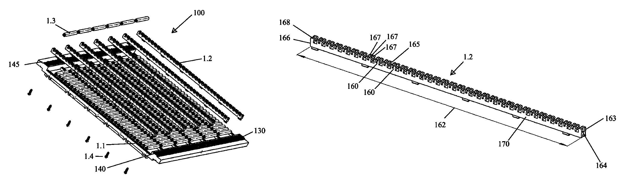 Modular gravity actuated rolling shelving assembly