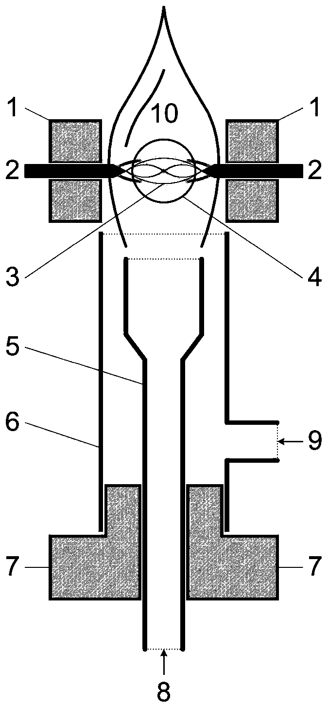 Point discharge micro-plasma atomic emission spectrum analysis device in argon-hydrogen flame