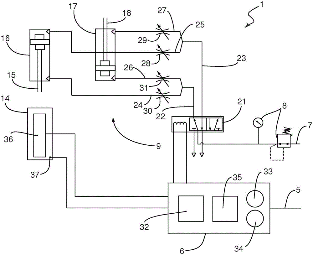 Mounting device for securing a tyre module