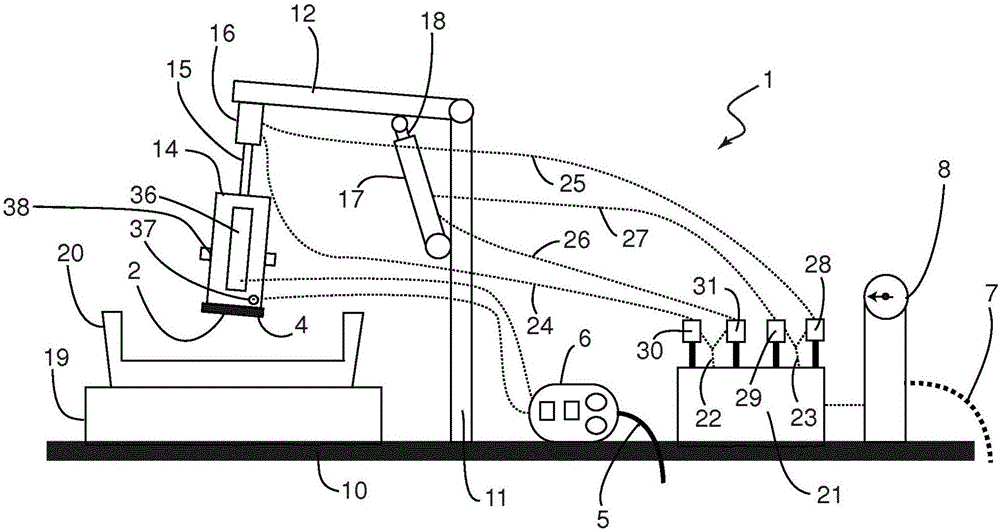 Mounting device for securing a tyre module