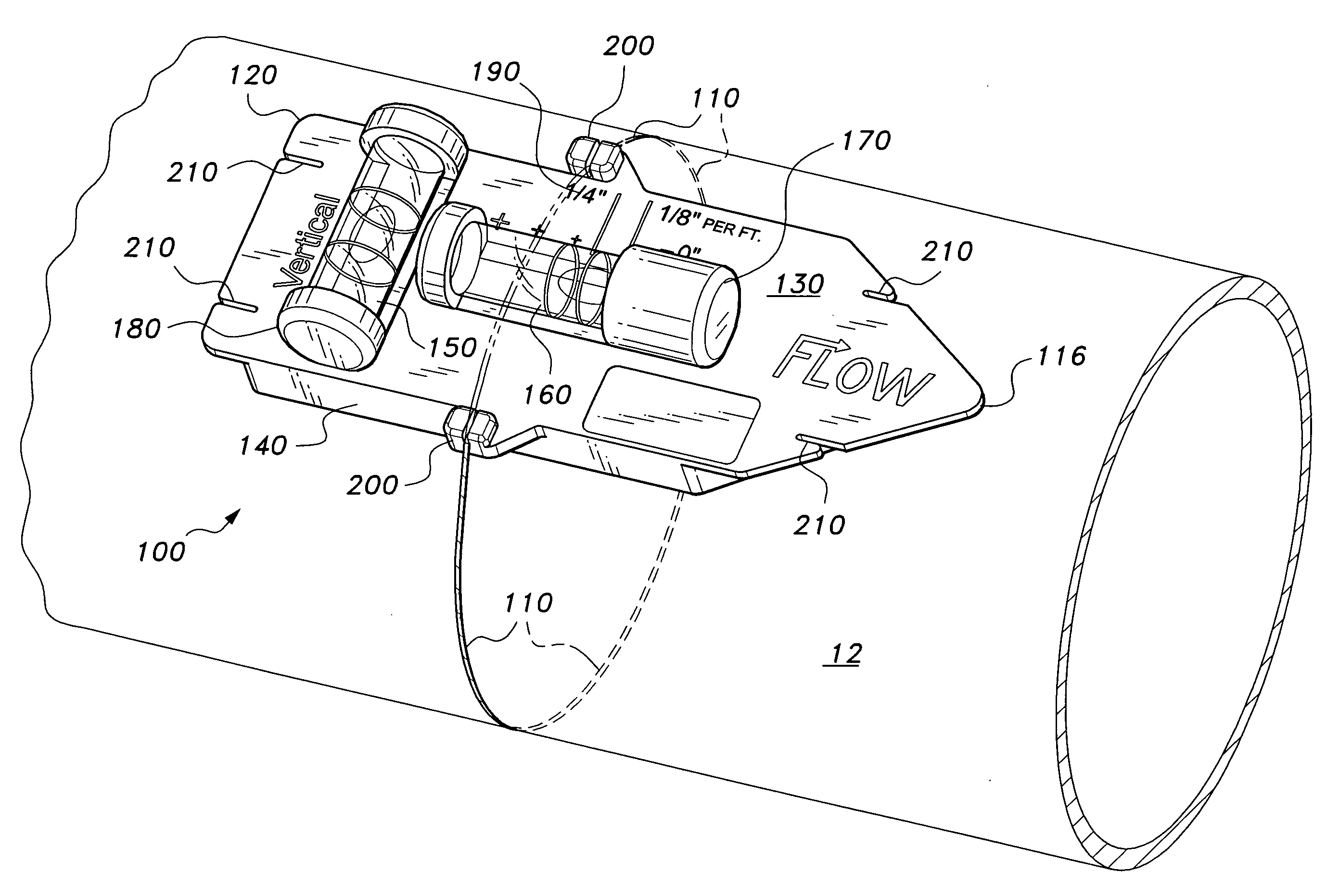 Drainage pipe slope measuring device