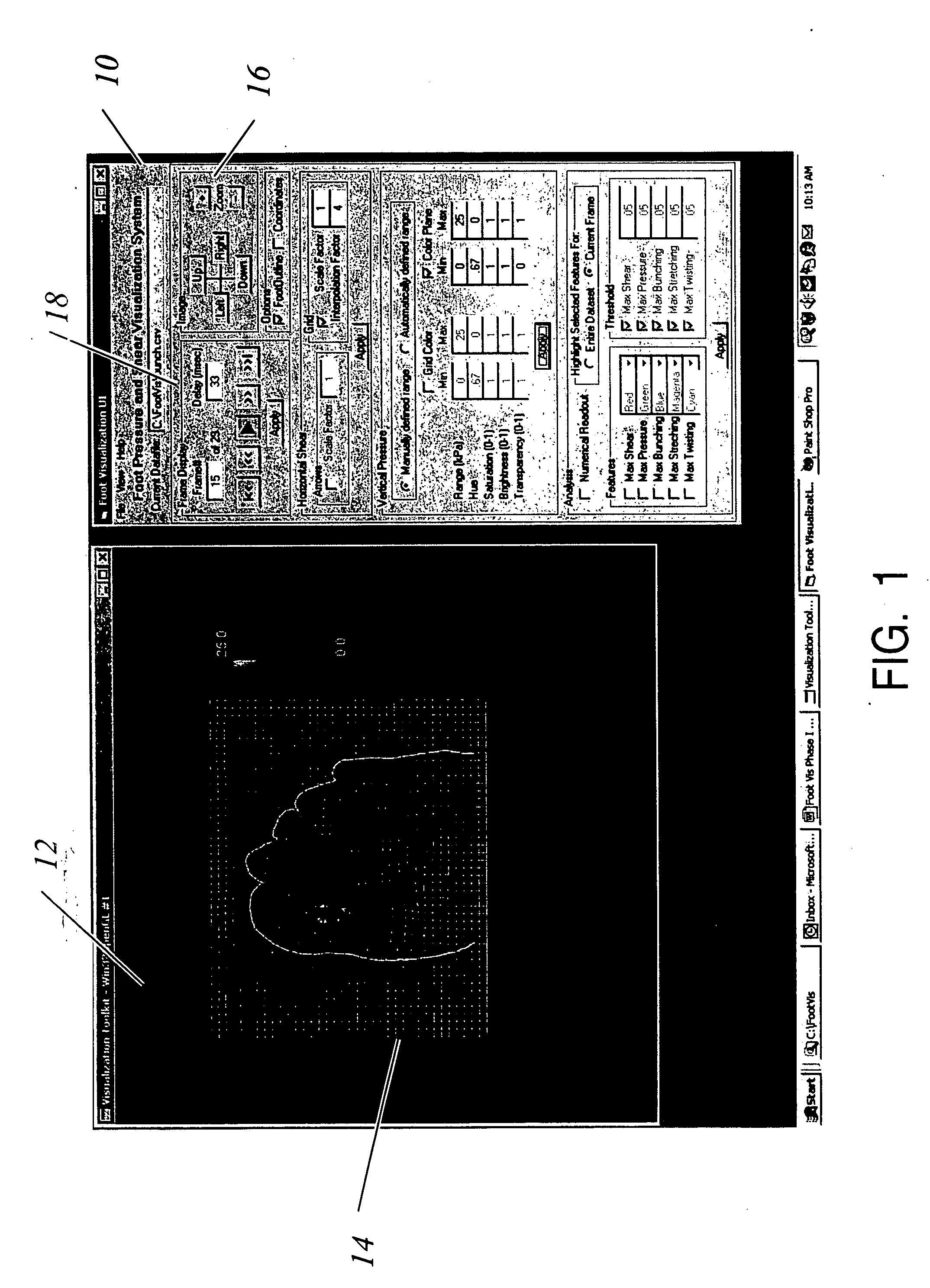 Foot pressure and shear data visualization system