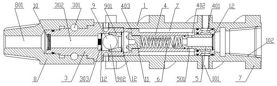 Automatic powder discharging water jet capable of realizing one-way filtering and high-low pressure water flow conversion