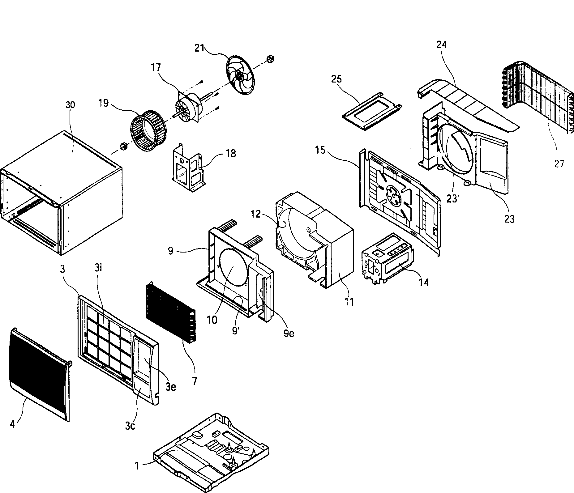 Fan electric machine fixing structure of integral conditioner