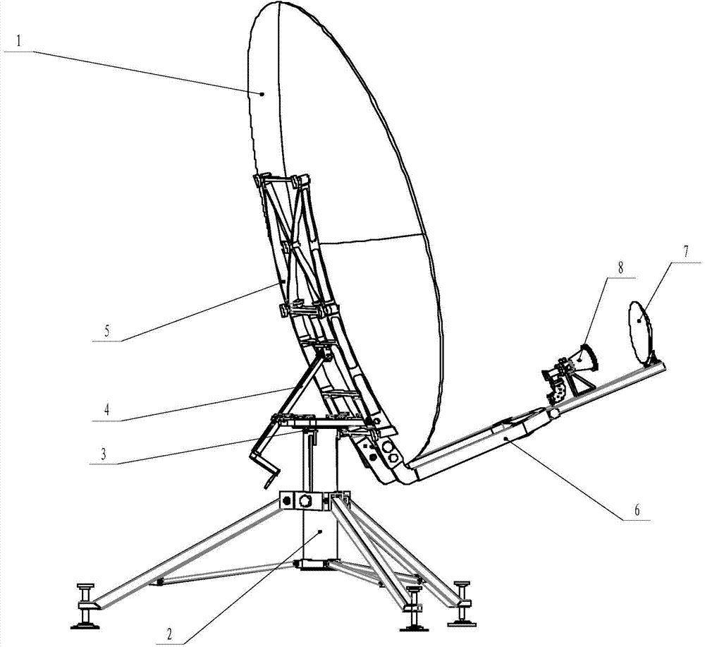 Portable carbon fiber double reverse satellite communication antenna