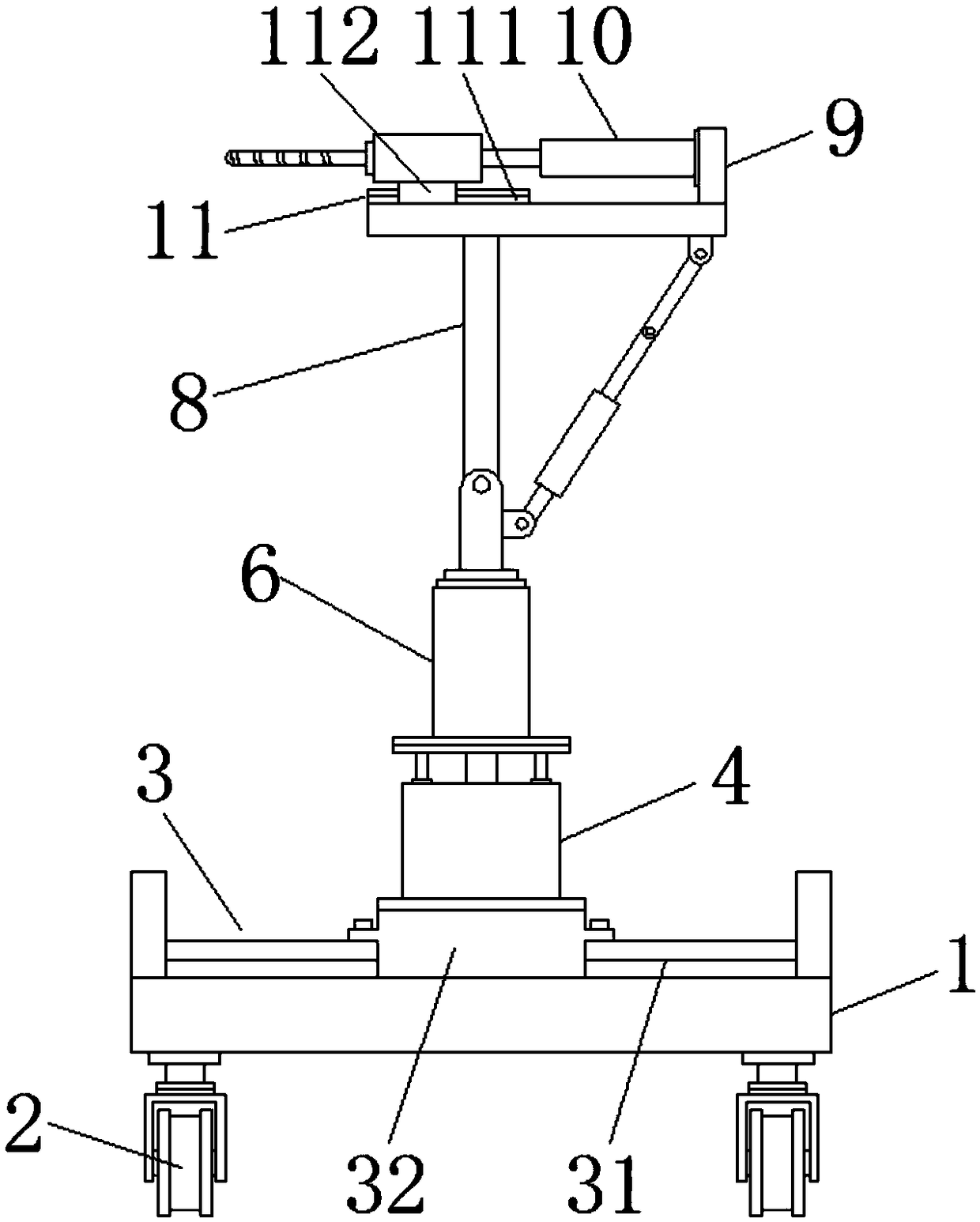 Drilling device for mine tunnel and with function of conveniently adjusting position and angle