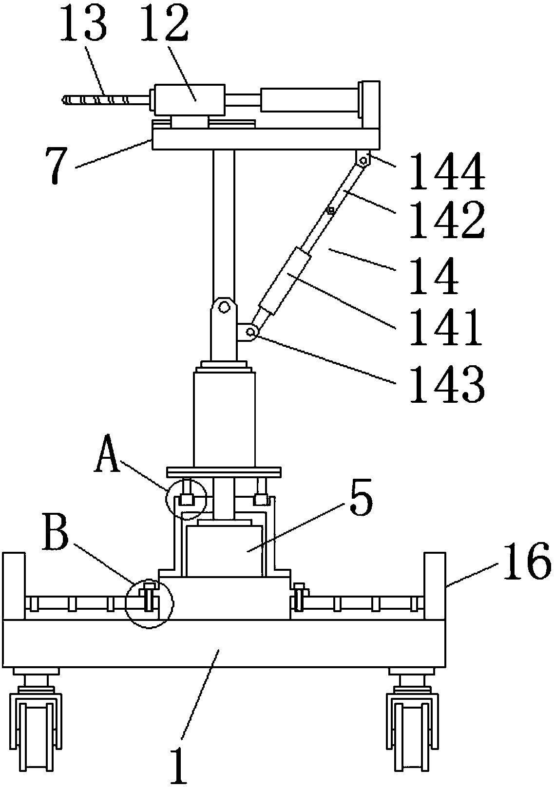 Drilling device for mine tunnel and with function of conveniently adjusting position and angle