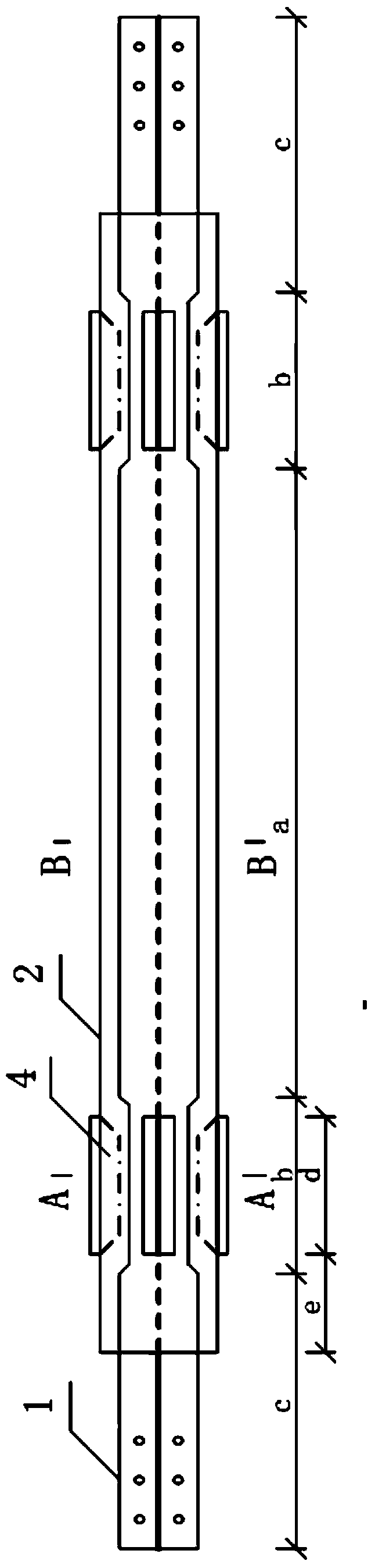 Bending-prevention limiting energy-dissipation supporting component with steel pipe with baffles inside and cross-shaped inward contracting type variable-section steel core