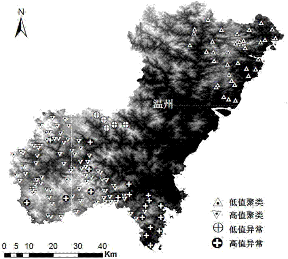 Topographical data-based test method of suspicious numerical values of telemetering rainfall amount sites