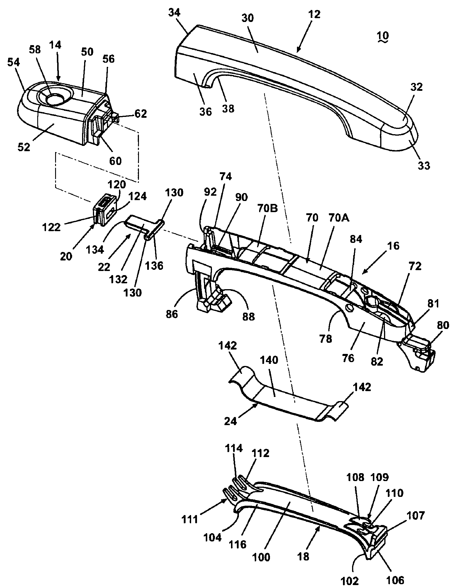 Vehicular door handle included secondary latch