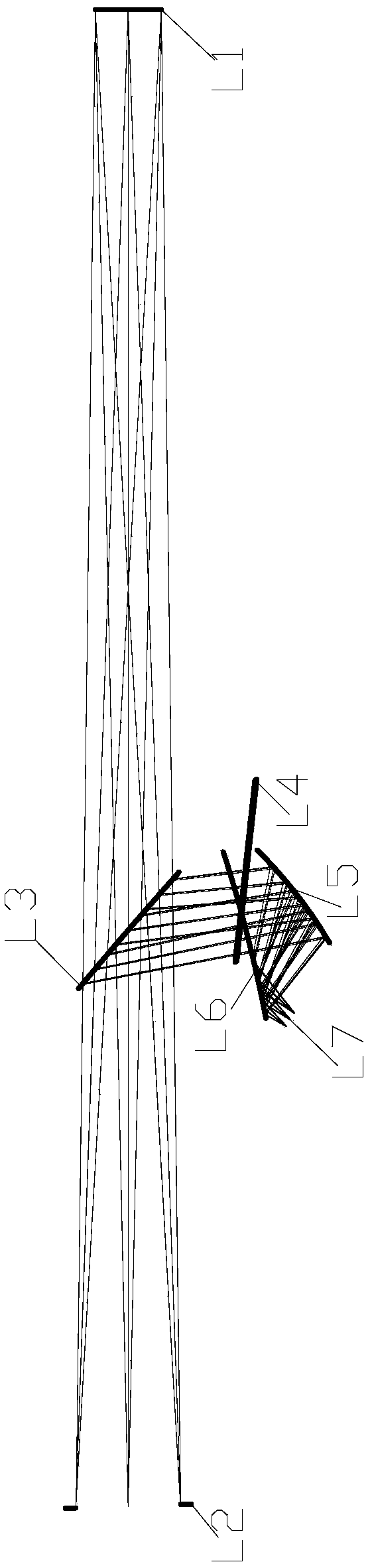 Longitudinal off-axis three-mirror optical system for vehicle-mounted head-up display device