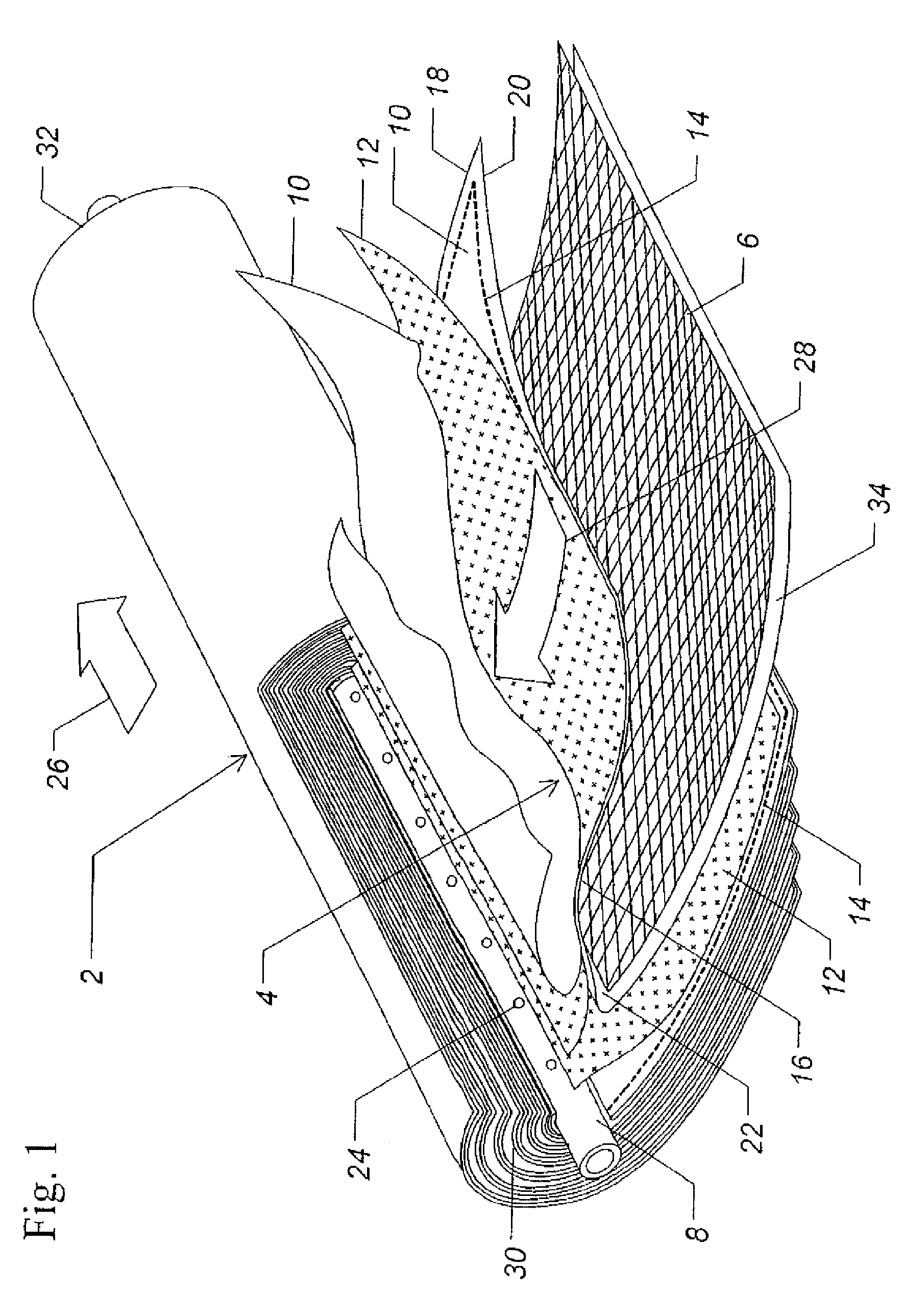 Membrane leaf packet with reinforced fold