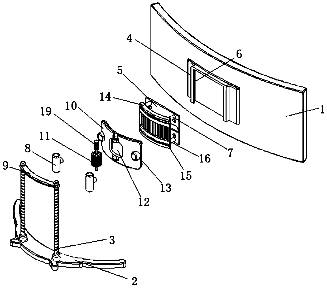 LED curved display screen with multidirectional adjusting mechanism