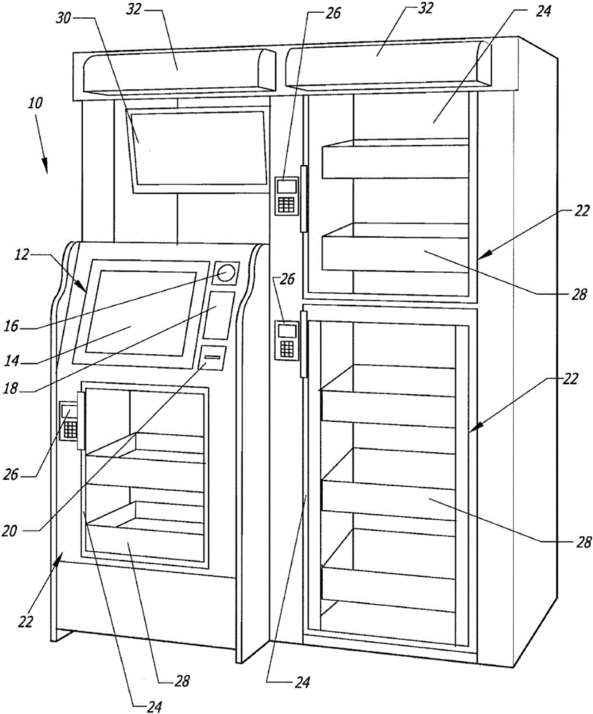 Computer-controlled, unattended, automated checkout store outlet and related method