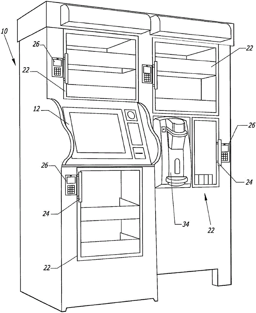 Computer-controlled, unattended, automated checkout store outlet and related method