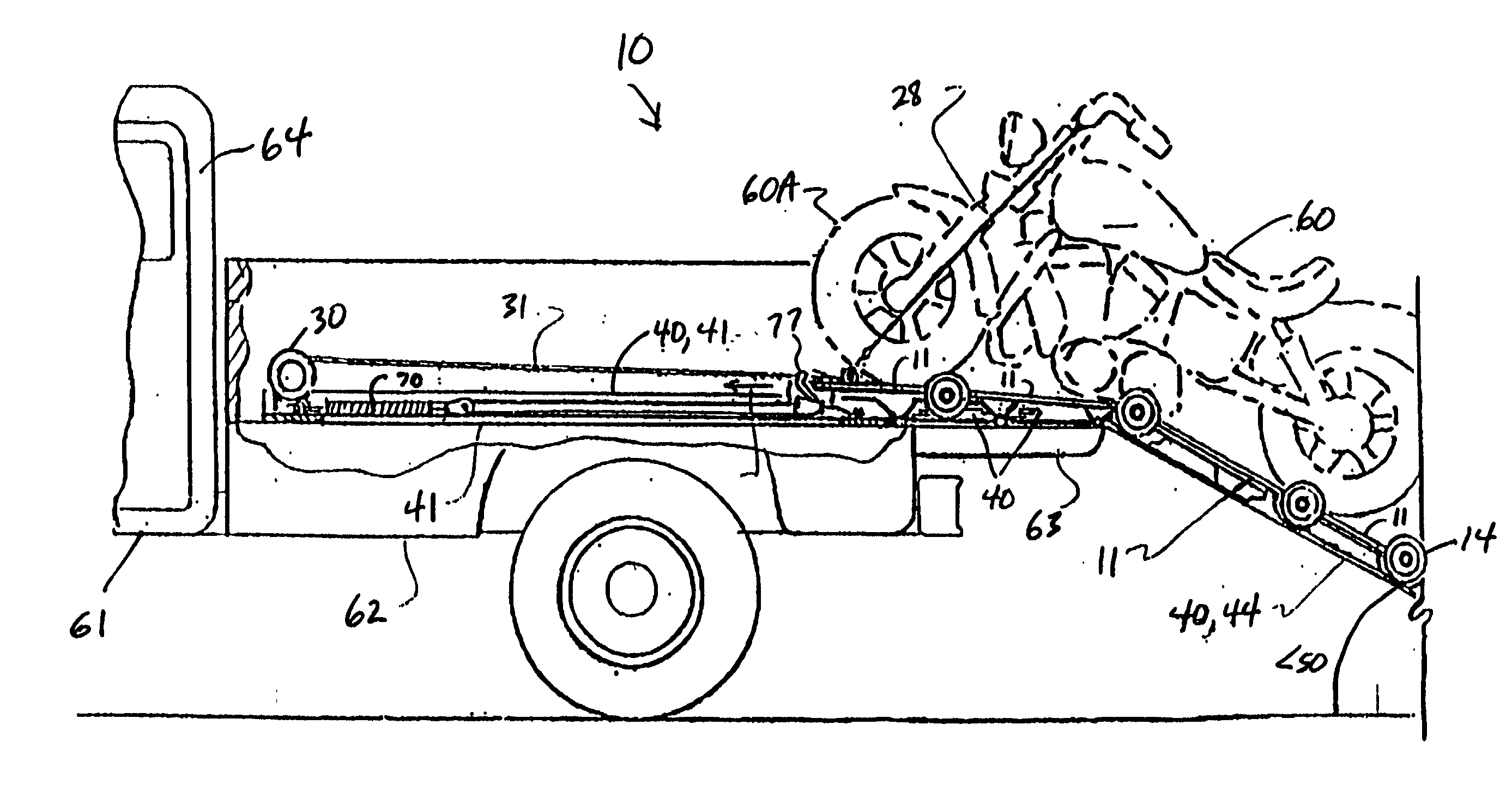 Apparatus for loading and unloading a vehicle bed