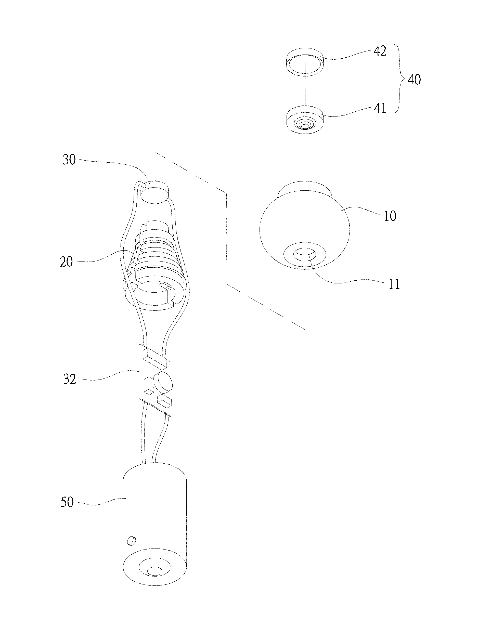 Tungsten-Filament-Like Light-Emitting Diode Lamp Structure