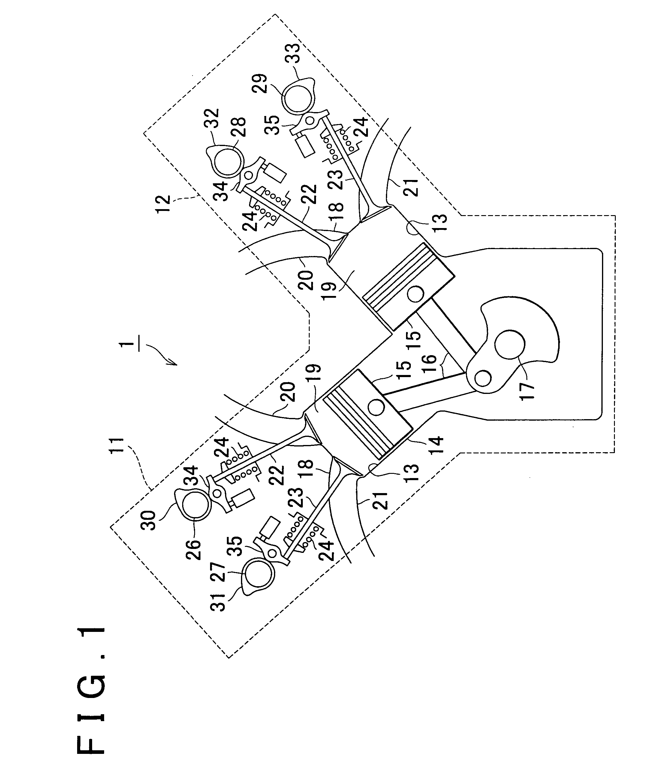 Valve system of V-type engine