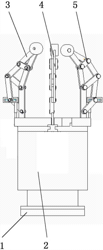 Multi-finger robot end effector with variable grabbing range and method