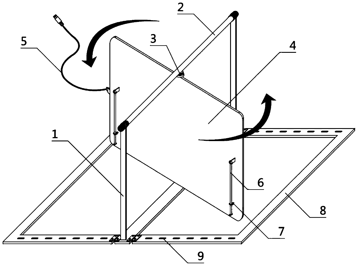 Inclined supporting foldable storage digit drawing board with shaft driving overturning