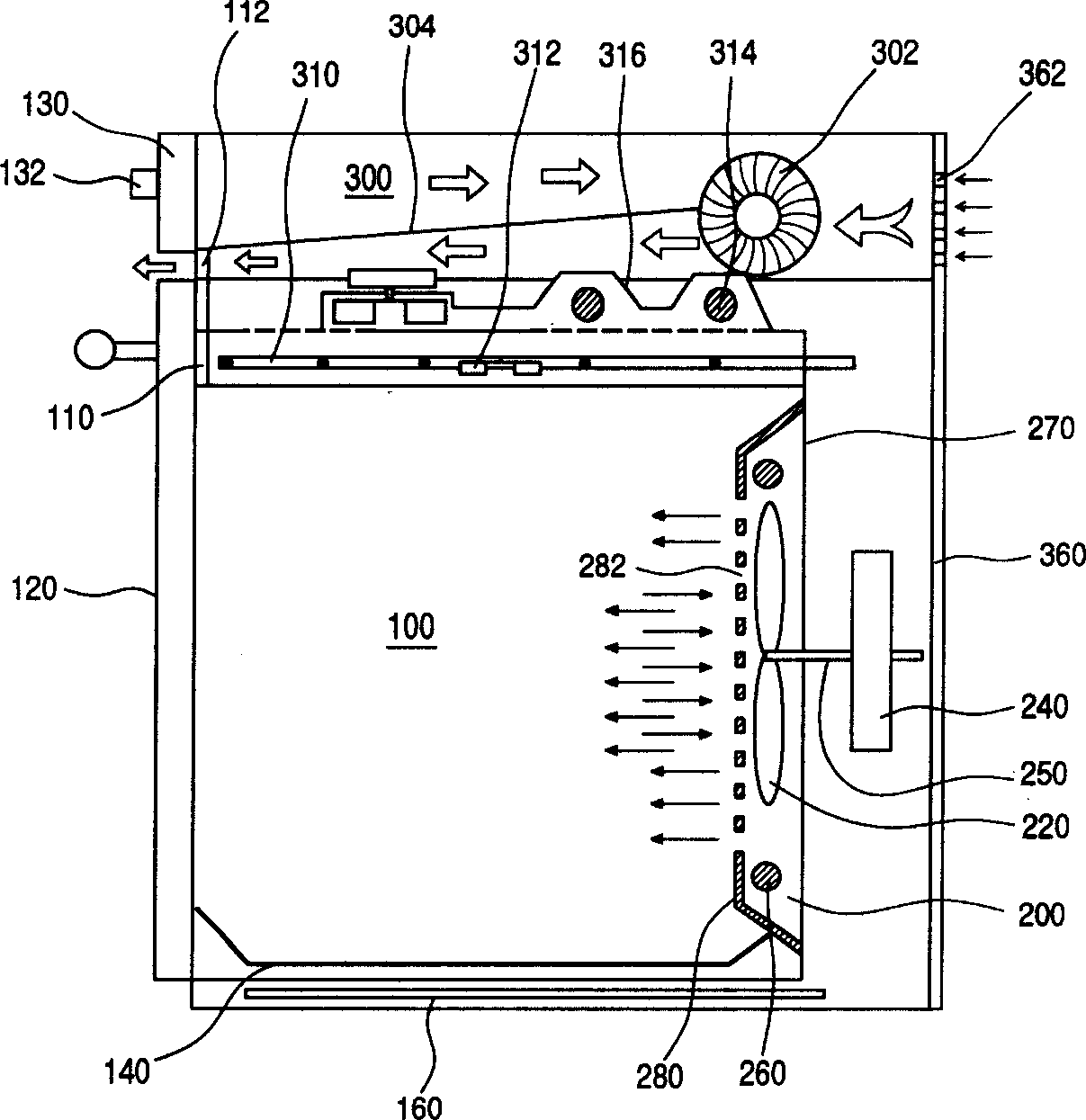 Electric coutrol chamber cooling system for electric oven