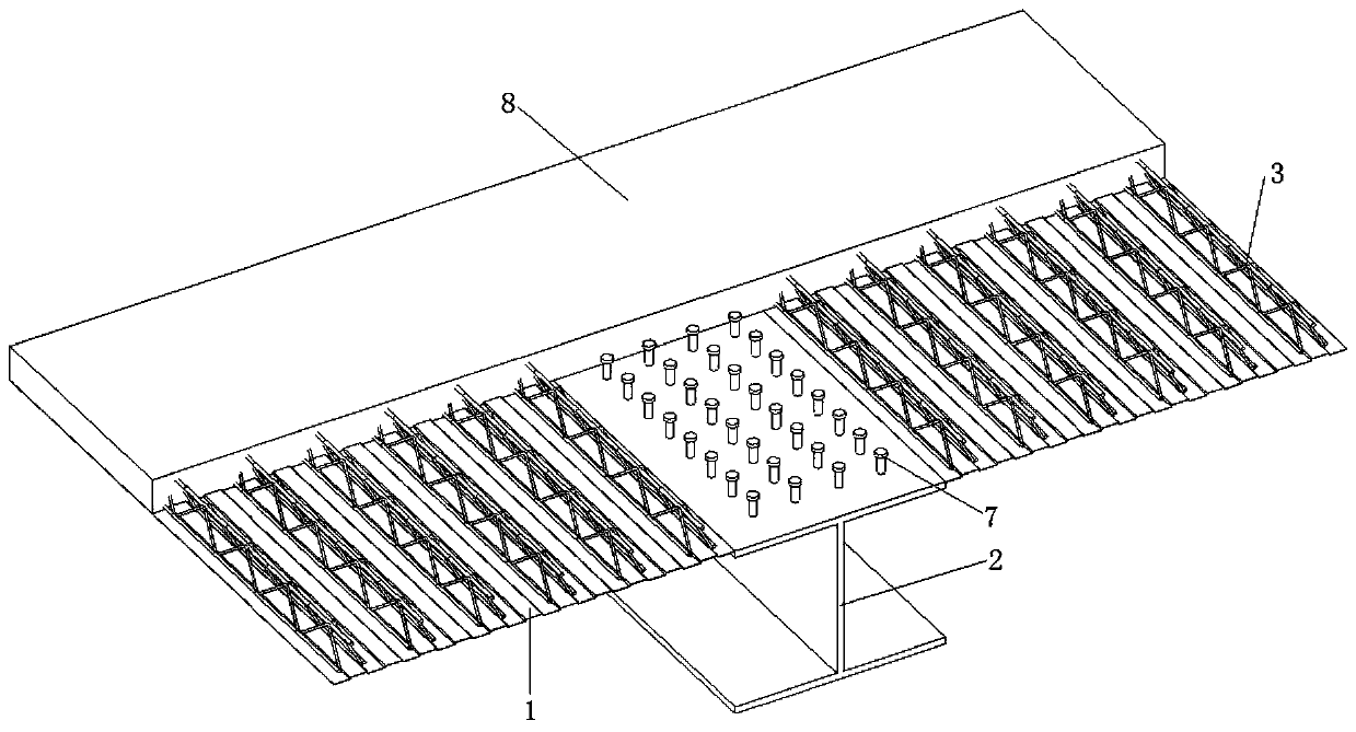 Steel plate composite beam bridge support-free cast-in-place concrete device and construction method