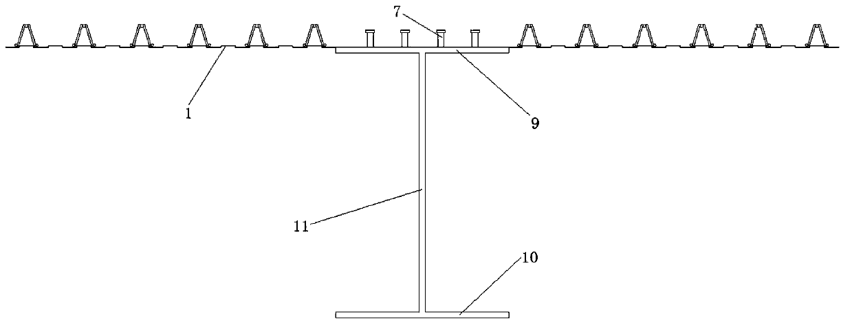 Steel plate composite beam bridge support-free cast-in-place concrete device and construction method