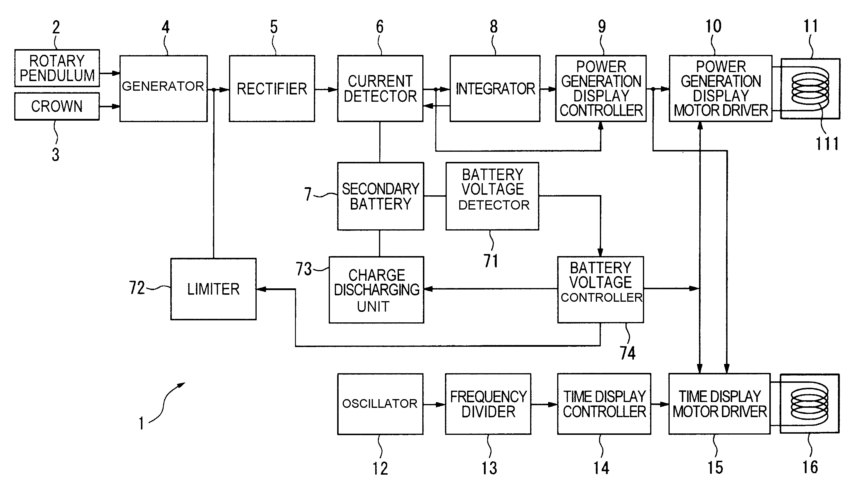 Electronic Timepiece with Generator Function