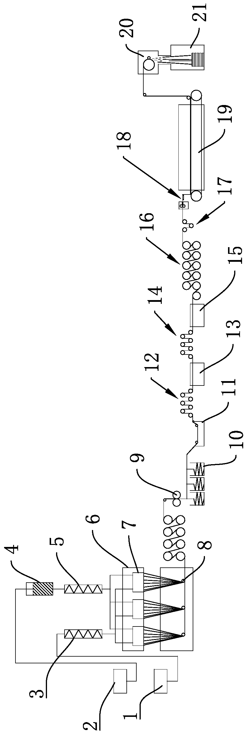 Production process of ultra-soft bicomponent skin-core structure superfine fiber and superfine fiber of production process