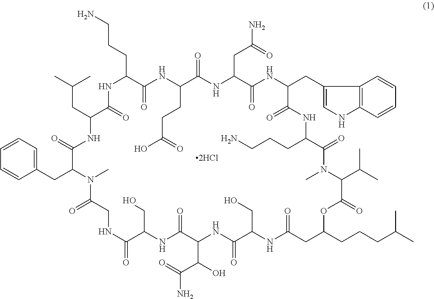 Injectable formulation of antibiotic and solution for intravenous administration thereof