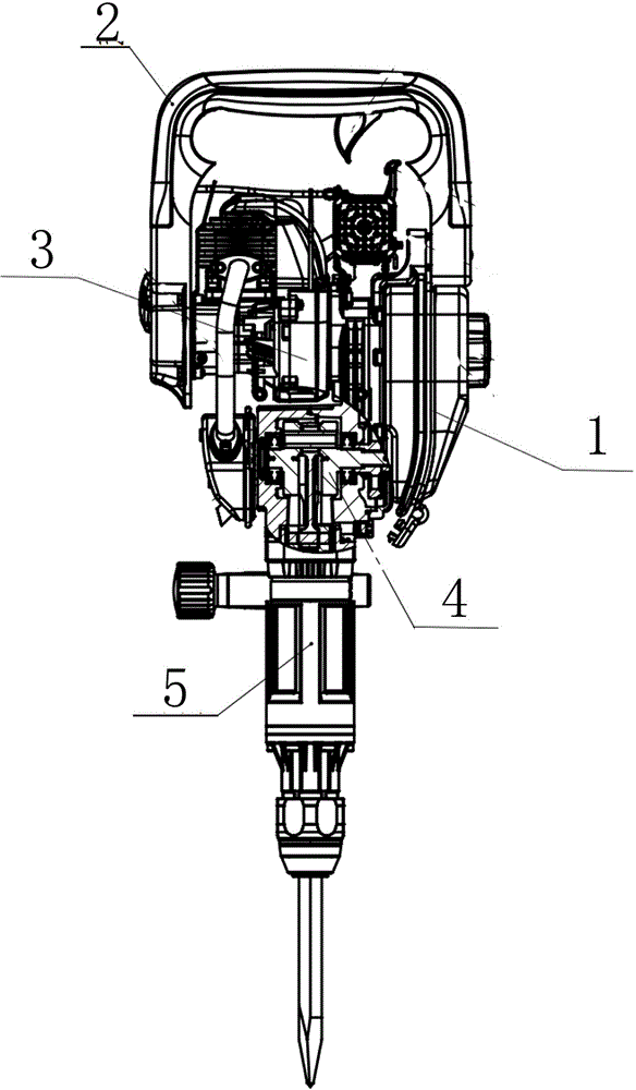 Crushing pickaxe with gasoline engine