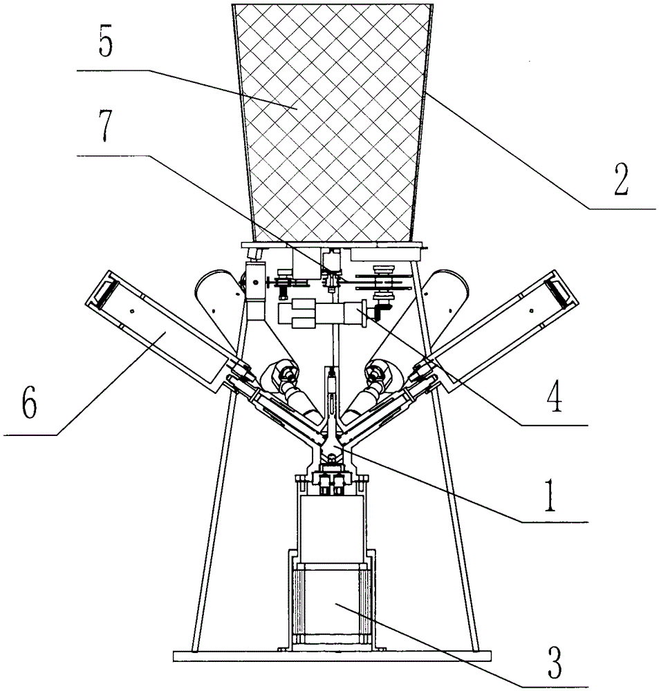 Six-traction device space debris net capture system