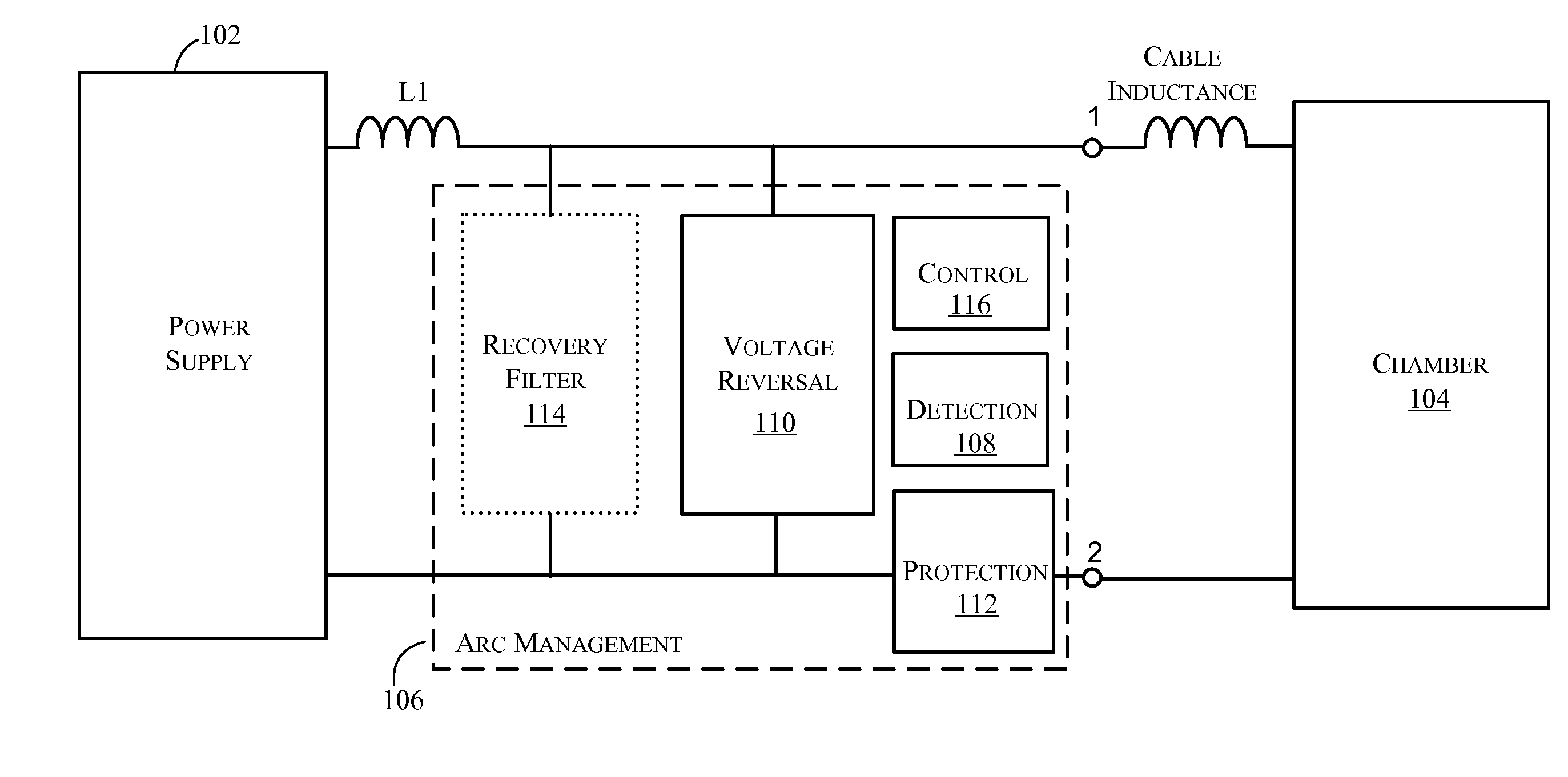 Arc management with voltage reversal and improved recovery