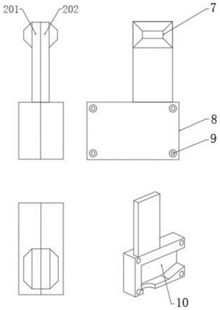 A self-adaptive digital meter plug grabbing tooling structure